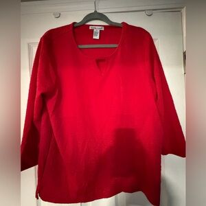 NWT Hastings and Smith Bright Red 3/4 Sleeve Top size Large!